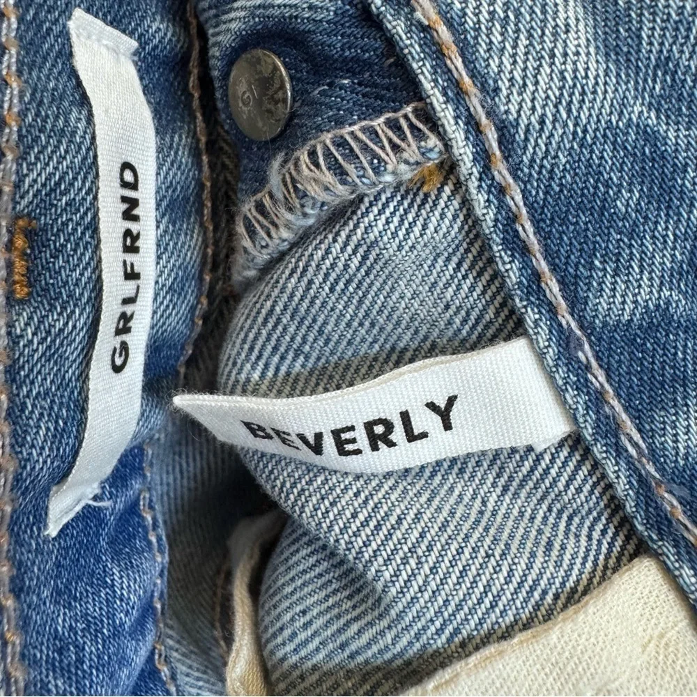 GRLFRND Beverly High Rise Long Bermuda Shorts 100% Cotton Denim